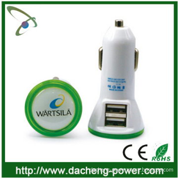 2.1A side twin car mobile charger dual usb car charger with OEM logo